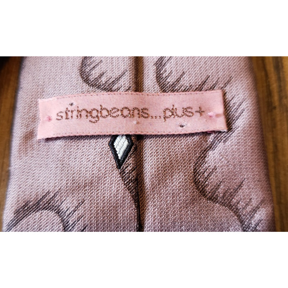 Stringbeans Plus+ Champagne Pink Abstract Dot Pattern Skinny Silk Necktie Tie - Picture 3 of 6
